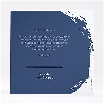 Dankeskarte Hochzeit blauer pinselstrich - vue 3