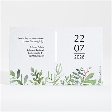Save the Date Karte blätterschmuck - quer - Sicht 2