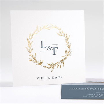 Dankeskarte Hochzeit goldkranz