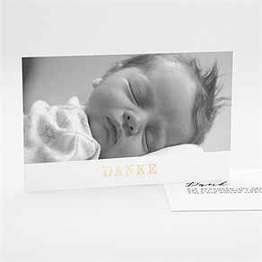 Dankeskarte Geburt eleganter stern - gold