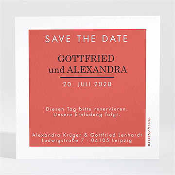 Save The Date Karte Rote Gravur - Vue 2
