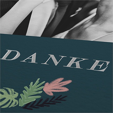 Dankeskarte Hochzeit natur design - silber - Vue 2