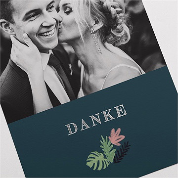 Dankeskarte Hochzeit natur design - silber - Vue 3