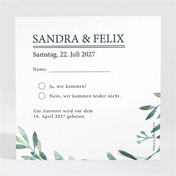 Antwortkarte Hochzeit blätterkranz