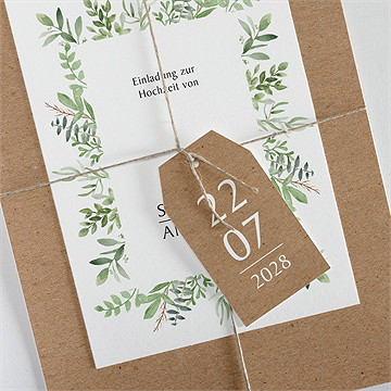 Hochzeitseinladung frühlingsgrün kraftpapier - Vue 2
