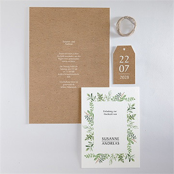 Hochzeitseinladung frühlingsgrün kraftpapier - vue 5