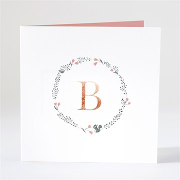 Geburtskarte initial in kupfer