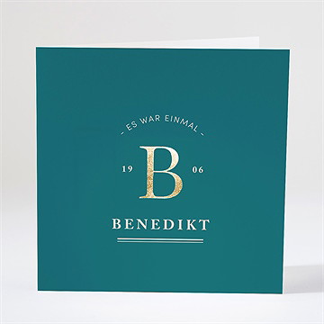 Geburtskarte Vergoldetes Initial - Smaragd