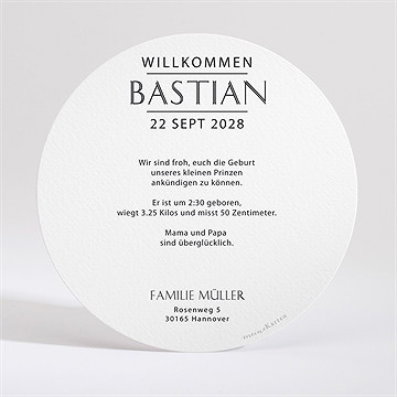 Geburtskarte Rundes Initial - vue 3