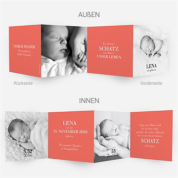 Geburtskarte Granatapfelrot - Vue 4