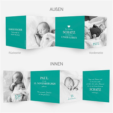 Geburtskarte Mintfarben - Vue 4