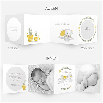 Geburtskarte Bärchen Girlande - vue 4