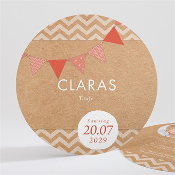 Einladung Taufe rosa girlande