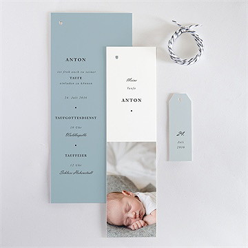 Einladung Taufe Kartentrio Blau - Vue 4
