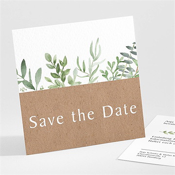 Save The Date Karte Zierliches Laub - Quadrat