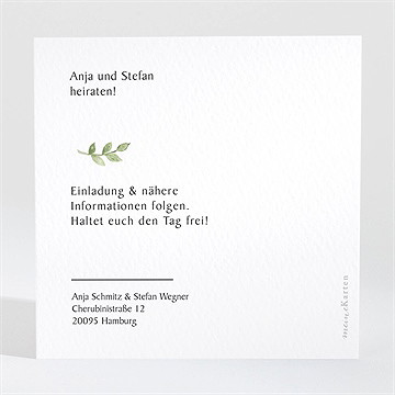 Save The Date Karte Zierliches Laub - Quadrat - Vue 2