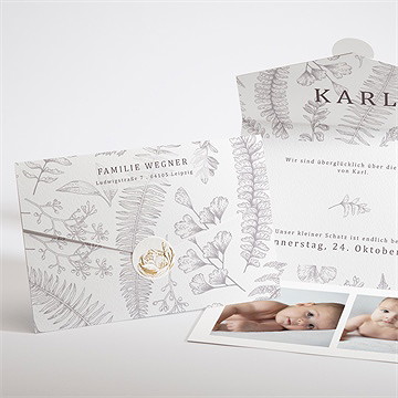 Geburtskarte Pocketfold Perlgrau