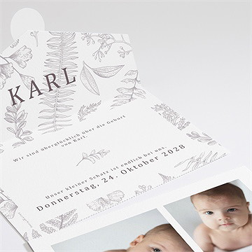 Geburtskarte Pocketfold Perlgrau - Vue 2