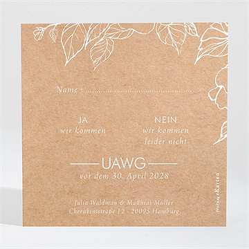 Antwortkarte Hochzeit elegante gravur - Vue 2