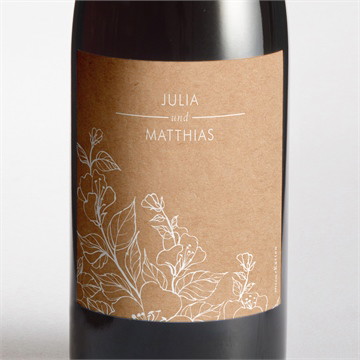Flaschenetikett Hochzeit elegante gravur