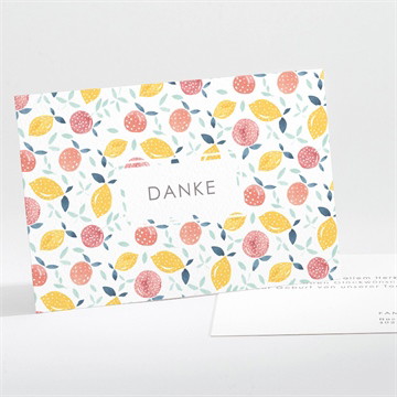 Dankeskarte Geburt zitrusfrüchte