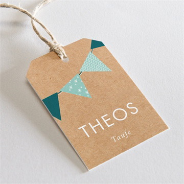 Geschenkanhänger Taufe blaue girlande