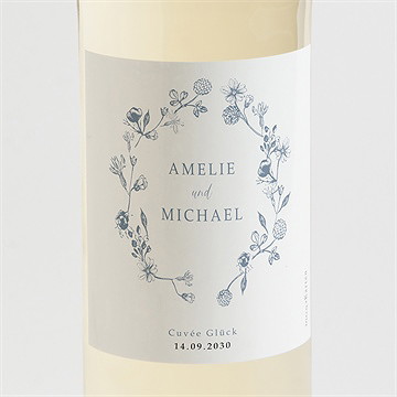 Flaschenetikett Hochzeit blumengesteck