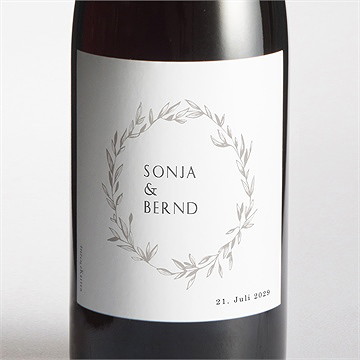 Flaschenetikett Hochzeit einfach geschmückt