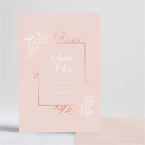 Hochzeitseinladung zartrosa und kupfer