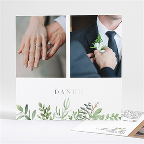 Dankeskarte Hochzeit zierliches laub