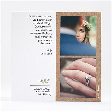 Dankeskarte Hochzeit zierliches laub - vue 3