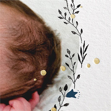 Dankeskarte Geburt Initial Gold - Vue 2