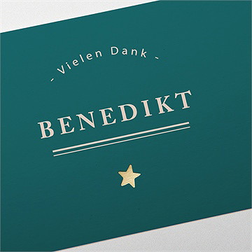 Dankeskarte Geburt Vergoldetes Initial - Smaragd - Vue 3