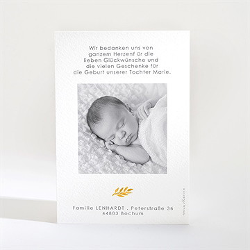 Dankeskarte Geburt Rotkehlchen Mit Vergoldung - Vue 2