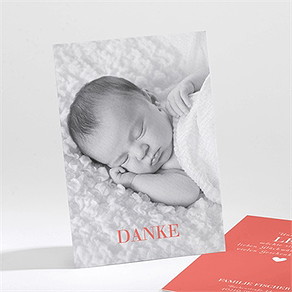 Dankeskarte Geburt granatapfelrot