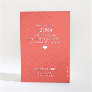 Dankeskarte Geburt Granatapfelrot - Vue 2