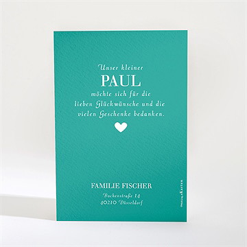 Dankeskarte Geburt Mintfarben - Vue 2