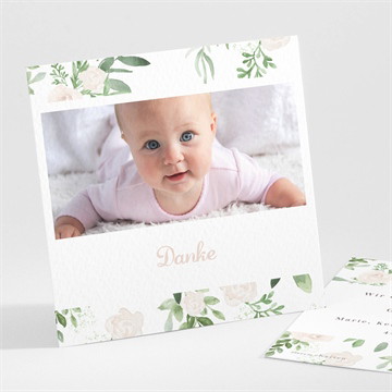 Dankeskarte Geburt Rosenverzierung