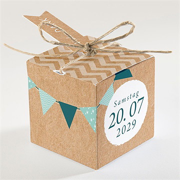 Geschenkbox Taufe blaue girlande - Vue 2