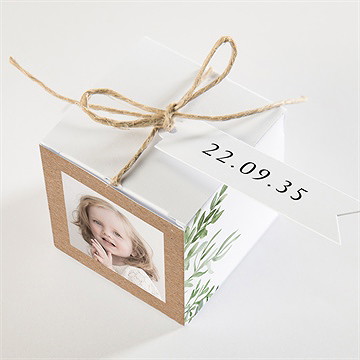 Geschenkbox Taufe kraftpapier und pflanzenmotiv - Vue 3