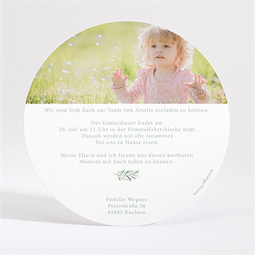 Einladung Taufe runder blumenkranz - Vue 4