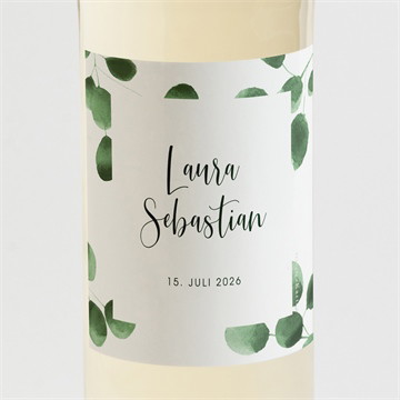 Flaschenetikett Hochzeit eukalyptus