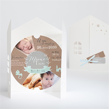 Einladung Taufe Pictos Rund Und Kraft In Blau