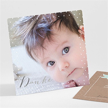 Dankeskarte Taufe pictos rund und kraft in blau