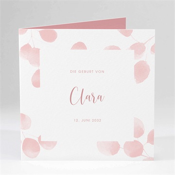 Geburtskarte Rosafarbene blätter