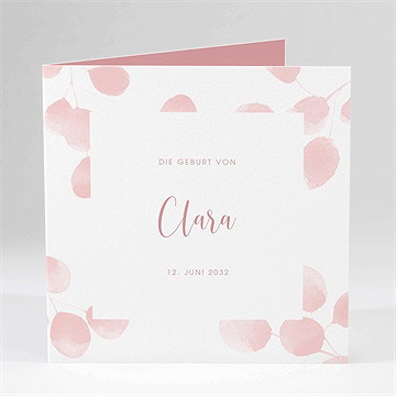 Geburtskarte rosafarbene blätter