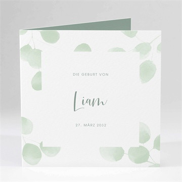 Geburtskarte grünes laub
