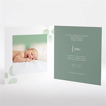 Geburtskarte Grünes Laub - Vue 2