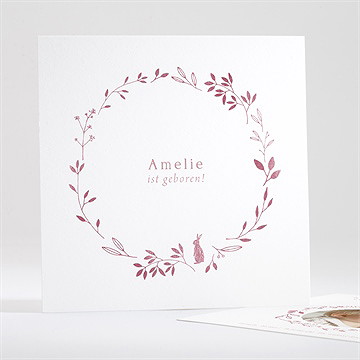 Geburtskarte floral in rosa