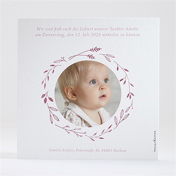 Geburtskarte floral in rosa - Vue 2